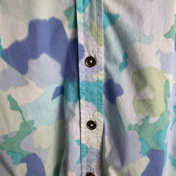 Isaac Mizrahi Live Blouse Size 6 Blue Button Up Abstract Watercolor Print Top - Picture 5 of 11